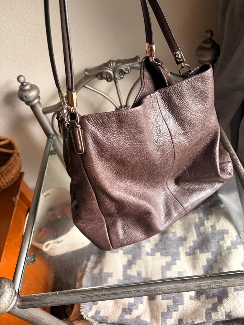 Coach Dark Brown Pebbled Leather Hobo Bag - Picture 5 of 9